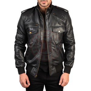 Nouvelle veste en cuir d'hiver pour homme en cuir de mouton véritable nubuck avec logo sur le devant, respirante et chauffante, style moto - Product Image 4