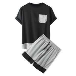 Ensembles de Loungewear d'Été 2 Pièces pour Hommes, Séchage Rapide, Respirant, Manches Courtes, Couleurs Contrastées, Motif Uni, Écoresponsable, Collection 2026 - Product Image 2