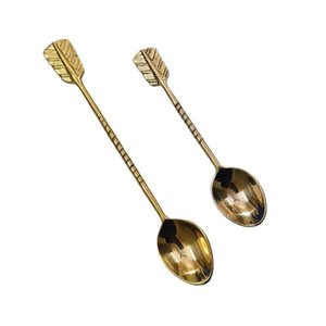 Cuillère à dessert en laiton avec poignée en forme de palmier côtelé entièrement en relief Cuillère de luxe pour cuillères à dîner pour la maison et l'hôtel - Product Image 3