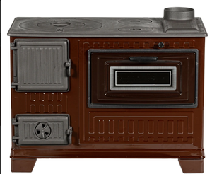 Estufa de Leña Marrón de Hierro Fundido con Múltiples Puertas, Estilo Chimenea, para Calefacción Interior en Sala de Estar y Alojamientos - Product Image 1