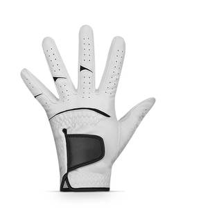 Gant de golf durable en cuir véritable Cabretta pour homme Construction en spandex Blanc/Noir Peau de mouton naturelle brevetée - Product Image 2