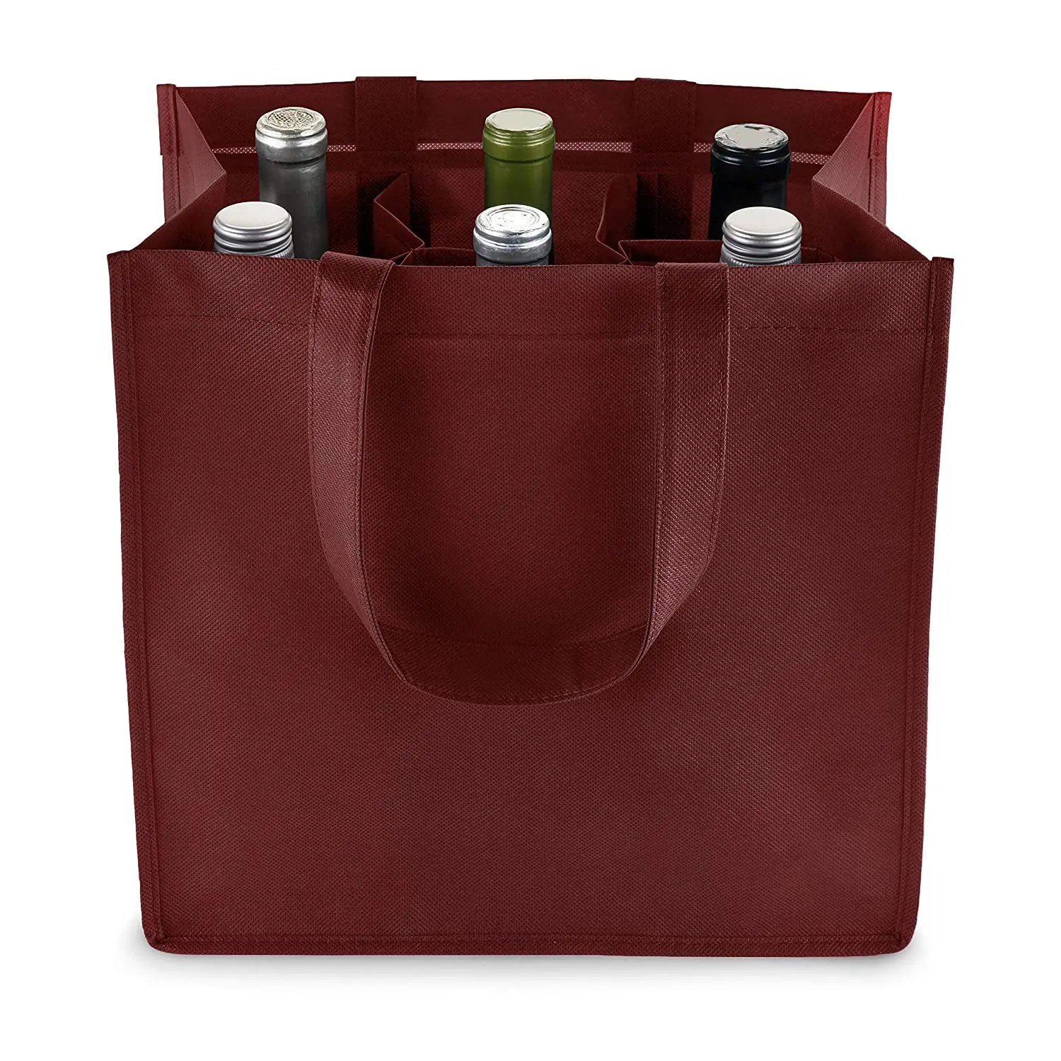 حقيبة حمل زجاجات النبيذ القابلة لإعادة الاستخدام حقيبة سفر النبيذ المحمولة مع مقبض للرحلات والتخييم والتنزهي بحجم مخصص