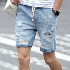 Top Design hommes 100% coton denim shorts respirant Bermuda Streetwear sweats avec poches tissu de laine teint uni - Product Image 5