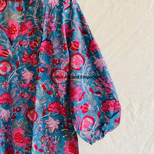 Beautiful floral Cotton Block Printed <b>dress</b> <b>Dress</b> For Casual wear Hand Block Printed <b>Dress</b> - Product Image 5