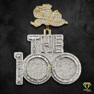 Iced Out Custom Big 2-Tone <b>Name</b> Charm Moissanite Diamond Pendant with Custom Bail and <b>Name</b> with 925 Sterling Silver - Product Image 2