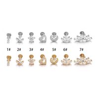 Mode petit Cartilage oreille boucle d'oreille coeur couronne croix lune Zircon oreille clou acier inoxydable oreille os goujon Piercing bijoux