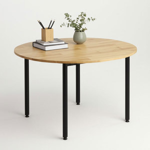 Mesa Redonda OMA IIHBOM215 de 120 cm, Diseño Minimalista, Fabricada en Madera de Caucho con Patas de Hierro - Product Image 1
