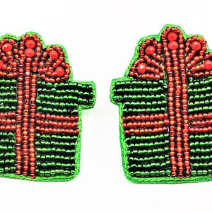 Pendientes colgantes de árbol de Navidad de alce de Papá Noel de tela bonita para mujer con tachuelas de diamantes y perlas regalos de vacaciones perfectos - Product Image 1