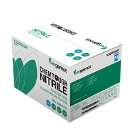 Gants de sécurité en nitrile résistants aux produits chimiques Bergamot X2260GR, sans poudre, surface texturée, pour usage en laboratoire et en milieu hospitalier, anti-chimiques