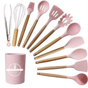 Wholesale 12-Piece Heat Resistant Non-Stick Silicone <b>Spatula</b> <b>Set</b> Wood Grip Sustainable Food Safe Dishwasher Safe Utensils - Product Image 1