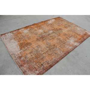 Alfombra Turca Vintage, Alfombra Grande de 5.5x8.5 pies, Alfombra con Diseño de Parches Naranjas - Product Image 3