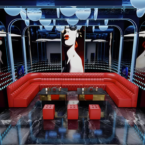 Ensemble <span class=keywords><strong>de</strong></span> sièges en forme <span class=keywords><strong>de</strong></span> <span class=keywords><strong>L</strong></span> en cuir PU bleu moderne, banquette d'angle commerciale, canapé pour KTV, boîte <span class=keywords><strong>de</strong></span> nuit, bar, salon, mobilier - Product Image 5