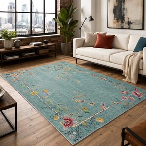 Tapis lavable traditionnel RW7113 Palazzo Fern de Rug Weavers, chenille lavable, 10 tailles, vente en gros et dropshipping - Product Image 1