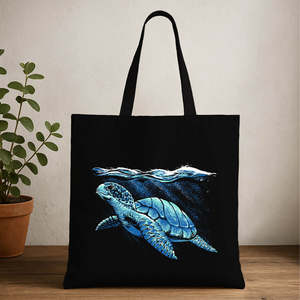 Blue Turtle Ocean Theme Tote <b>Bag</b> Eco-Friendly <b>Straw</b> with Zippered Closure Zippered and Open Closure Options for Summer Spring - Product Image 2