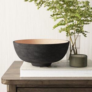 Ensaladera de madera decorativa esmaltada hecha a mano a precio de fábrica, cuenco de madera de mango de diseño impreso personalizable para uso multiusos - Product Image 3