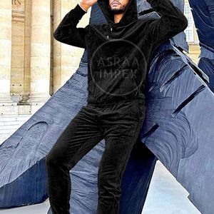 Chándal de terciopelo con diseño sólido a la moda para hombre, logotipo personalizable con cremallera de talla grande, el más cálido para el invierno - Product Image 4