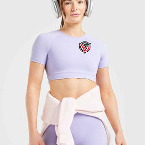 เสื้อครอปสำหรับผู้หญิงเสื้อครอปแขนสั้นเข้ารูปผ้าฝ้ายธรรมดาคอกลมเซ็กซี่สำหรับฤดูร้อน - Product Image 4