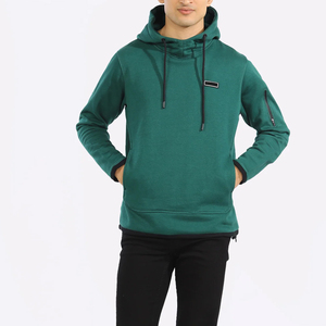 Sweat-shirt à capuche thermique unisexe tendance OEM, nouveau modèle, hiver, cordon de serrage, deux poches kangourou, 1 poche zippée sur le bras, 100% coton - Product Image 6