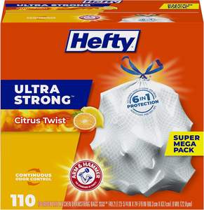Hefty Ultra Strong Bamboo Biodegradable Durable 13 Gallon Trash Bags Black <b>Tall</b> Kitchen Size Clean Burst Scent 80 Bags - Product Image 2