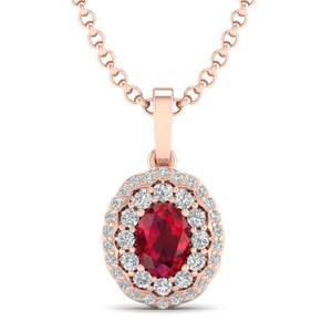 Reyes ขายส่งขายดีจี้พลอยทับทิม0.75กะรัตเครื่องประดับเจ้าสาวในงานแต่งงานขนาด14K สีโรสโกลด์ - Product Image 1