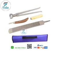 Kit d'outils de ferrage pour chevaux Fida, 14 pièces, kit d'entretien équin, kit de coupe-ongles pour sabots, couteau, sac, qualité supérieure en acier inoxydable
