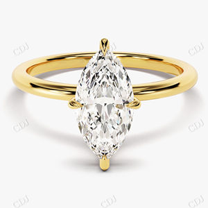 Venta al por mayor joyería de lujo GRA certificado Marquesa corte incoloro Moissanite diamante 14K oro amarillo solitario mujeres anillo de compromiso - Product Image 1