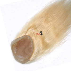 Peluca de cabello humano para mujer, tupé de mano, 100% humano, Rubio ruso, virgen, barato - Product Image 1