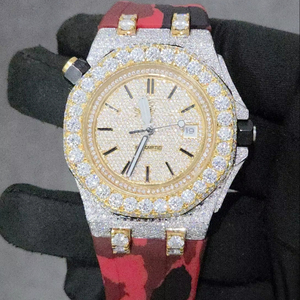 นาฬิกาอะนาล็อกสำหรับผู้ชายทำจากสแตนเลสสตีลหรูหราสายนาฬิการะบบควอทซ์อัตโนมัติสำหรับเคลื่อนไหว VVS Moissanite - Product Image 1