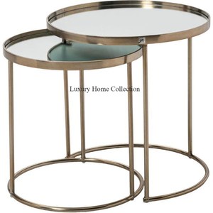 โต๊ะโลหะด้านข้างและรังนกดีไซน์พระจันทร์เสี้ยวและพระจันทร์เต็มดวงทำด้วยหินอ่อนธรรมชาติและกรอบโลหะสีทองทำด้วยมือ - Product Image 6