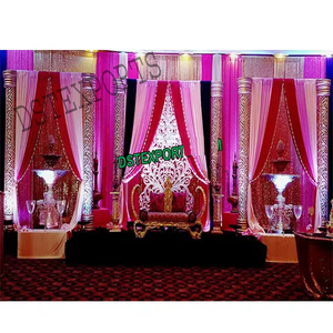 ชุดตกแต่งเวทีงานแต่งงานสไตล์อินเดียสมัยใหม่แบบหรูหราสำหรับตกแต่งเวทีการต้อนรับของมุสลิมฮินดู - Product Image 1