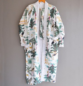 Kimono Kantha en coton biologique pour femmes veste Streetwear faite à la main manteau de plage imprimé Jungle nuit/nuit peignoir vêtements d'hiver - Product Image 6