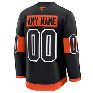 Maillot de Hockey personnalisé noir et Orange pour hommes à manches longues léger Patchwork Sportswear haut d'entraînement athlétique confortable - Product Image 3