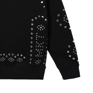 Streetwear Manufacturers Custom Black Rhinestone Heavyweight 480 Gsm Heavy Weight French Terry Oversized Rhinestone Hoodies - Product Image 6