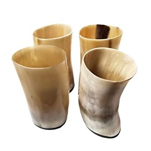 Verre en corne naturelle sculpté et fabriqué à la main de qualité supérieure personnalisé pour la bière et l'eau pour la maison restaurant hôtel de l'Inde - Product Image 1