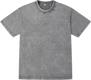 T-shirts OEM surdimensionnés à séchage rapide 100% coton délavés à l'acide T-shirts en relief pour hommes d'été de haute qualité avec logo et design personnalisés - Product Image 1
