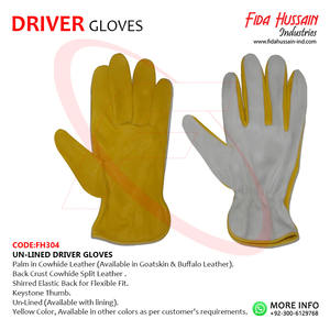 Vente en gros de gants de travail en cuir de vachette jaune sans doublure en cuir de vachette avec clé de pouce style Fahrerhandschuhe pour hommes - Product Image 5