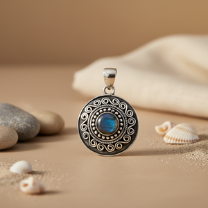 Colgante de Labradorita en Oro Rosa para Mujer - Plata 925 - Product Image 1