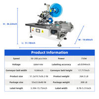 Machine d'étiquetage automatique pour sachets plats, sachets en mylar, sachets de type doypack, sachets de type carte, étiquetage supérieur