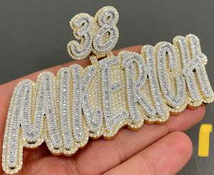 Pendentif Hip Hop en or blanc jaune 18 carats personnalisé pendentif glacé en diamant Moissanite VVS certifié GRA pour hommes pour les fêtes - Product Image 2