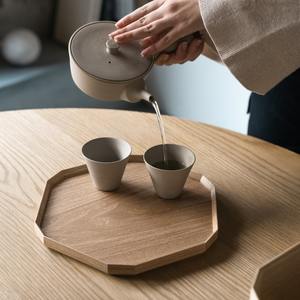 Plateau de service à biscuits et thé en bois polygone de style nouveau plateau en bois de service à usage intérieur et extérieur du producteur de premier plan - Product Image 5