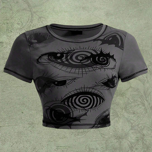 Venta al por mayor de algodón personalizado sexy casual lavado ácido retro transpirable sublimación crop tops para mujeres Crop Top camiseta - Product Image 5
