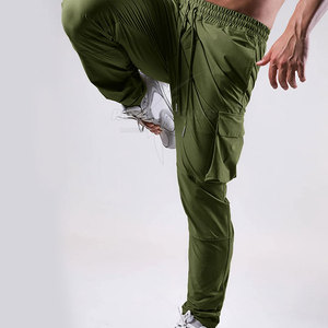 Pantalon de jogging décontracté pour homme, taille haute, léger, respirant, séchage rapide, en coton chaud, 2 poches latérales, tissu toile, couleur foncée - Product Image 5
