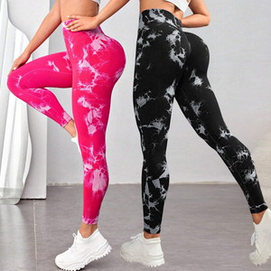 Lupin Felt 2025 New Gym Outfits Women Bum Lifting Push-Up Leggings Breathable Nylon Spandex <b>Tie</b>-Dye Pattern <b>Knitted</b> Pants - Product Image 5