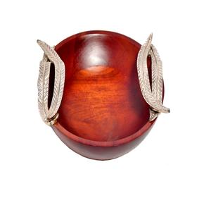 Dernier bol en bois fantaisie avec poignée en métal dessus de table peu coûteux fait à la main parties de service de nourriture comprend des ronds de serviette en gros - Product Image 1