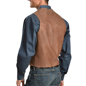 Chaleco personalizable de cuero sin mangas para hombre con chaqueta de invierno transpirable diseño OEM LOGO poliéster relleno chaleco - Product Image 2