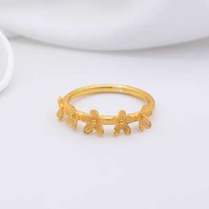 Multi Flower Band <b>Ring</b> Gold Plated Brass <b>Dainty</b> Floral Wholesale <b>Ring</b> For Women - Product Image 5