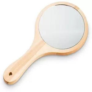 New Arrival Design Luxury Cosmetic Bamboo Wood <b>Frame</b> Makeup <b>Mirror</b> with Long Handle Hand Held <b>Mirror</b> Wood - Product Image 4
