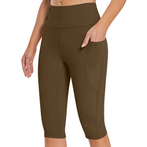 Haute qualité personnalisé taille haute femmes pantalons de Yoga courts taille élastique Yoga Leggings pour l'entraînement de gymnastique course Scrunch bout à bout - Product Image 4