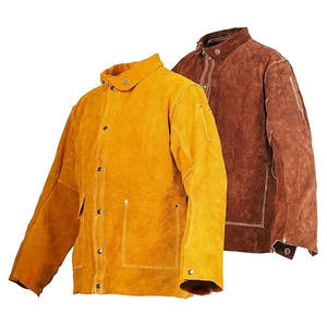 Veste de soudeur haute performance en cuir de vachette fendu, résistante aux flammes, robuste, unisexe, design personnalisé, protection contre les radiations - Product Image 1