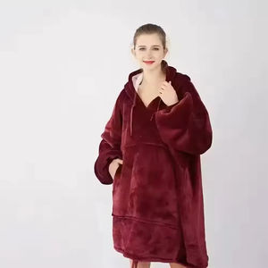 Hot Sale Cheap Price Hooded Wearable Sweatshirt Flannel Plush Sherpa <b>Oversize</b> <b>Hoodie</b> <b>Blanket</b> Sweatshirt for Kids and Adults - Product Image 6